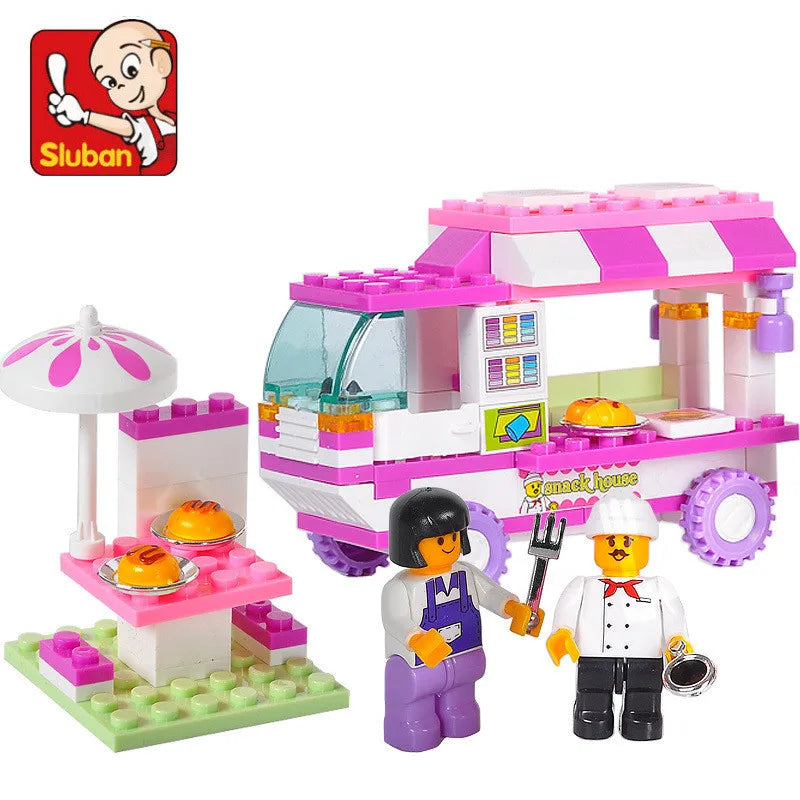 102-teiliges Bausteine-Set „Stadt und Abenteuer“ – Kreatives Bauspielzeug mit Van, Snack-Haus, Auto, Hund und Figuren für Kinder, tolles Weihnachtsgeschenk