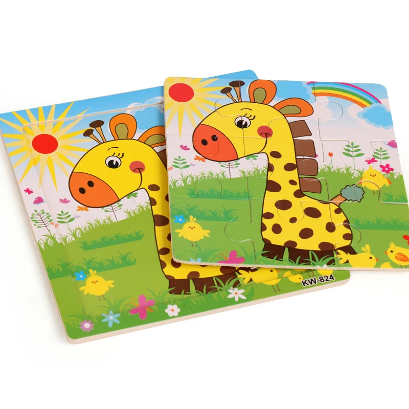 12/9 Stück Holzpuzzle für Kinder – Spaß, Lernen & Kreativität mit Fahrzeugen & Tieren