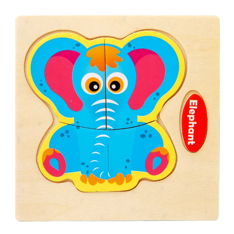 3D Holzpuzzle für Kinder – Cartoon Tier- und Verkehrsmotive, Montessori-Spielzeug, Förderung der Intelligenz, Frühzeitiges Lernen und Pädagogisches Holzspielzeug