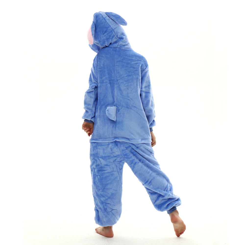 Stitch Kigurumi-Pyjama – Flauschiger Flanell-Overall für Kinder