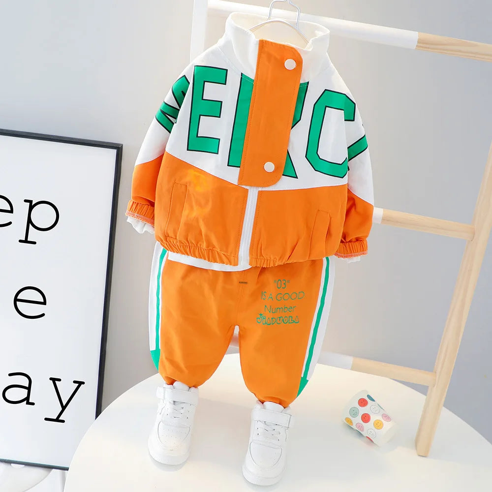Lässiger Sportanzug für Kinder – 2-teiliges Set mit Reißverschluss und Buchstabendruck
