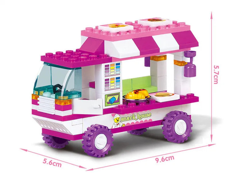 102-teiliges Bausteine-Set „Stadt und Abenteuer“ – Kreatives Bauspielzeug mit Van, Snack-Haus, Auto, Hund und Figuren für Kinder, tolles Weihnachtsgeschenk