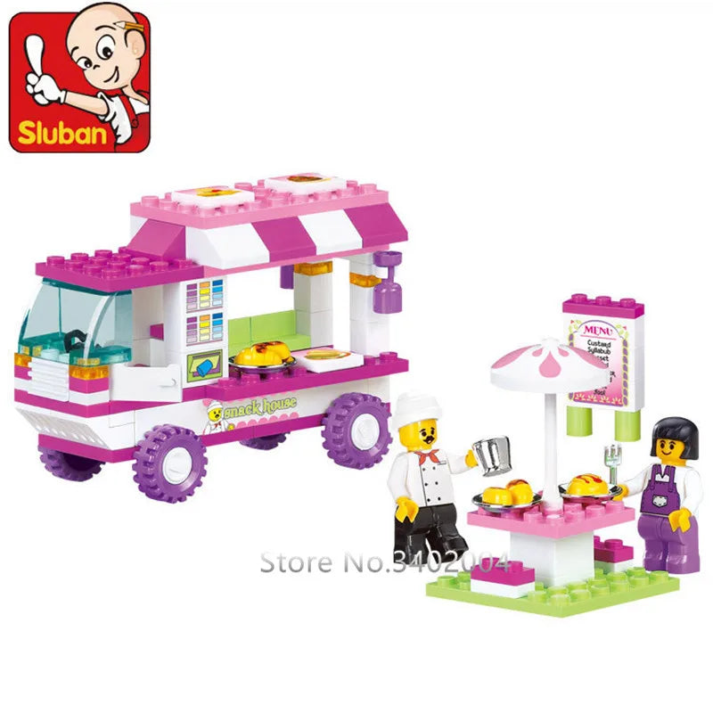 102-teiliges Bausteine-Set „Stadt und Abenteuer“ – Kreatives Bauspielzeug mit Van, Snack-Haus, Auto, Hund und Figuren für Kinder, tolles Weihnachtsgeschenk