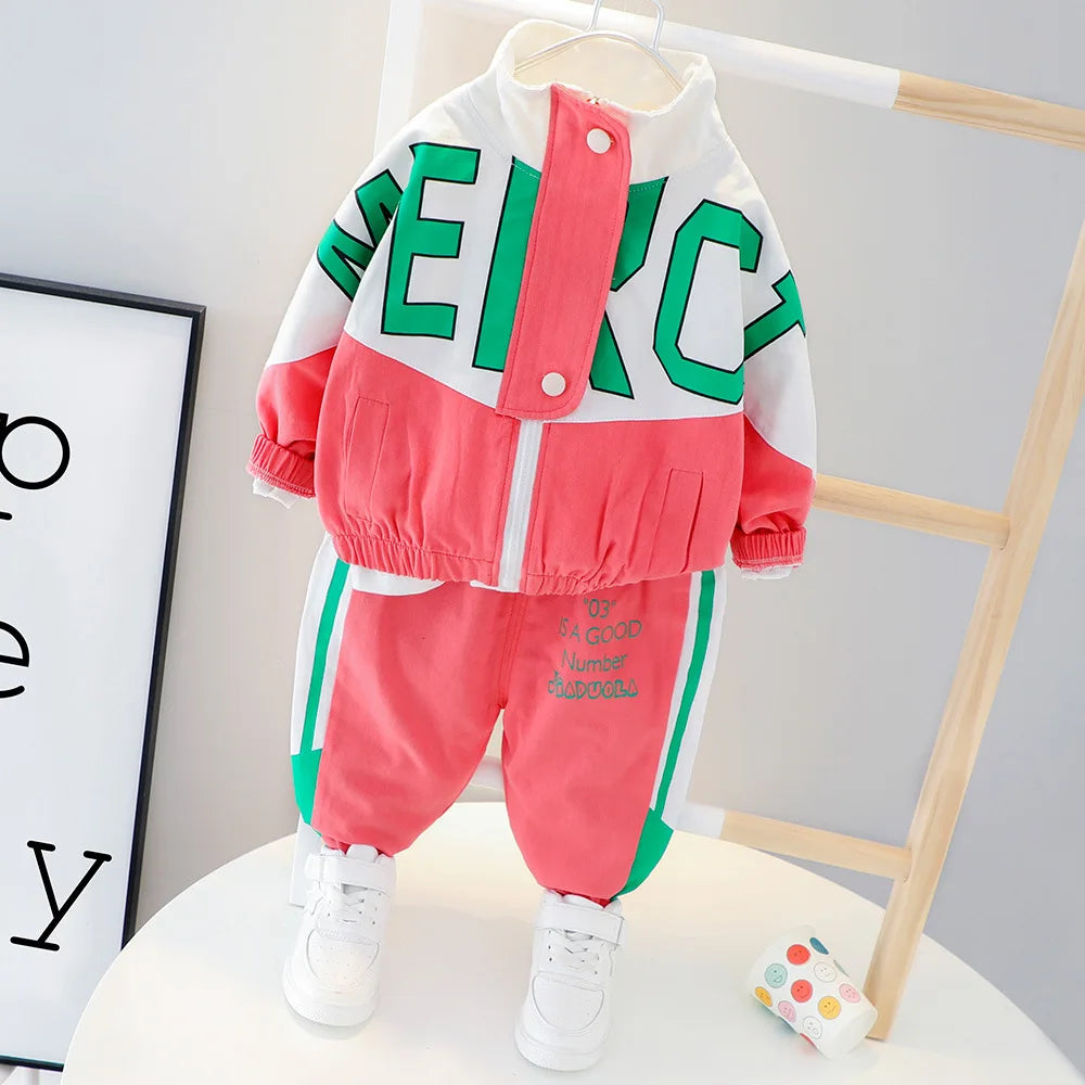 Lässiger Sportanzug für Kinder – 2-teiliges Set mit Reißverschluss und Buchstabendruck
