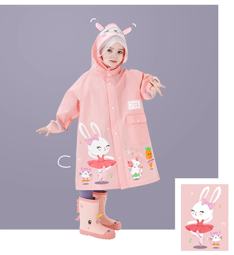 Niedlicher Polyester-Kinder-Regenmantel, wasserdichter Regenmantel für den Außenbereich, für Kinder, undurchlässiger Poncho, Regenjacke für Jungen und Mädchen