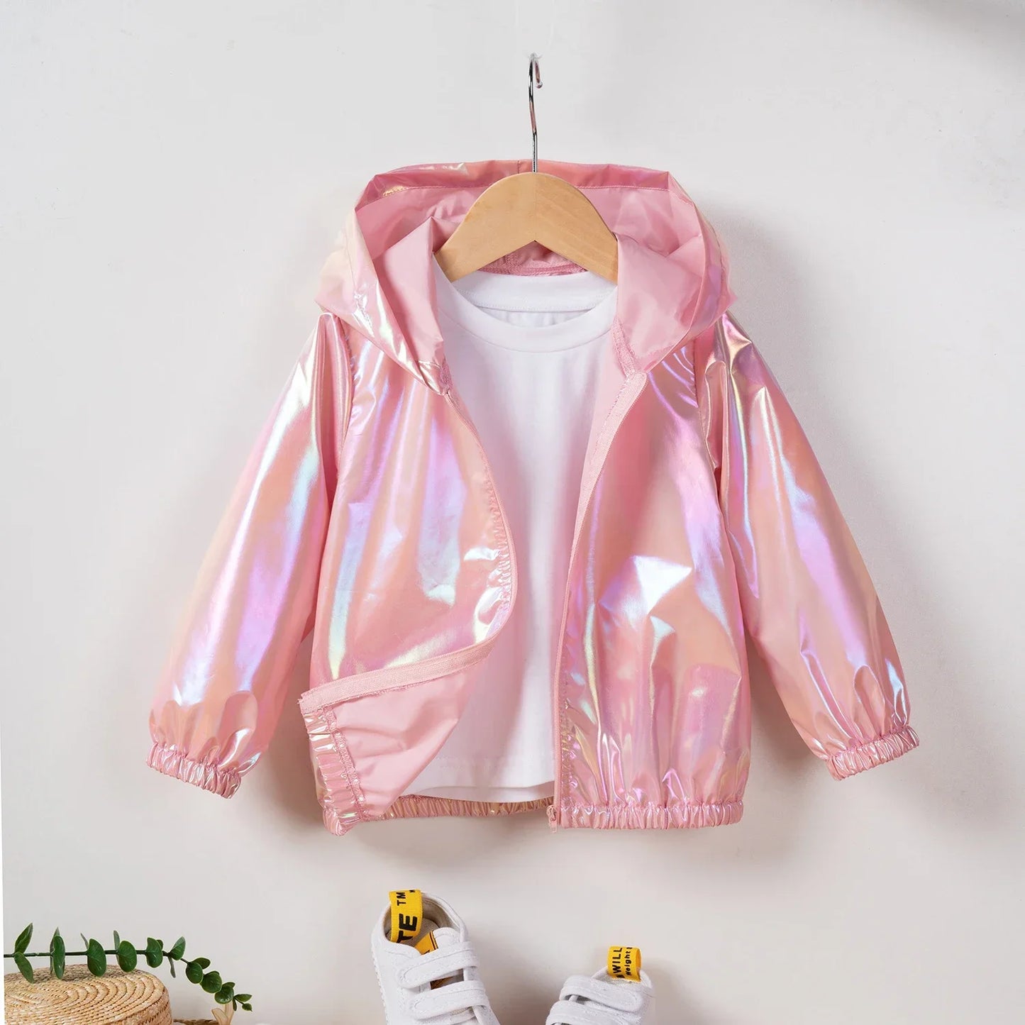 Perlglanz-Jacke für Mädchen – Trendige Kapuzenjacke für Frühling & Herbst
