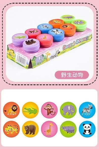 10 Stück bunte Kinder-Stempel – Kreatives Basteln, Malen & Dekorieren für kleine Künstler!