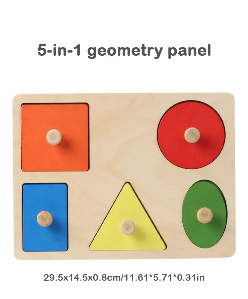 Montessori Holz-Puzzle – Geometrisches Formen- und Farbabstimmungsspiel für Kleinkinder