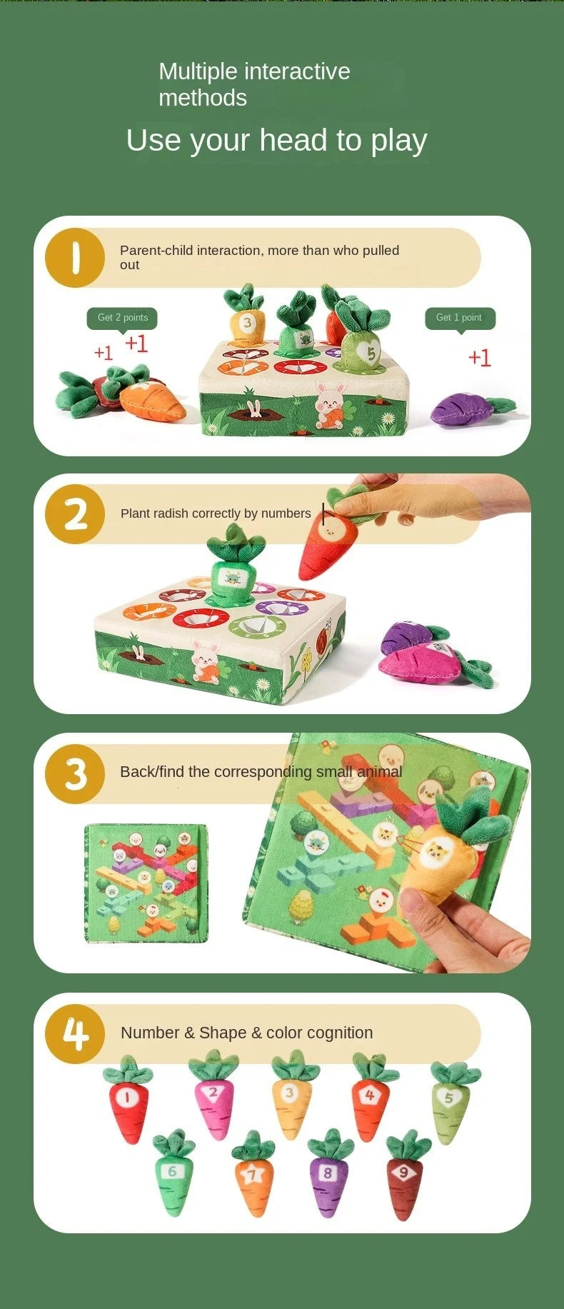 Baby Montessori Karotten Steckspiel – Feinmotorik & Farberkennung für die Kleinsten (0–3 Jahre)