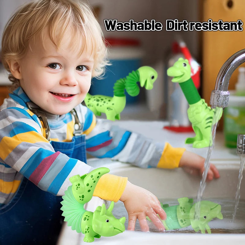 3er Set Biegsame Pop Rohr Dinosaurier – Stressabbau & Spaß für Kinder und Erwachsene (3–12 Jahre)