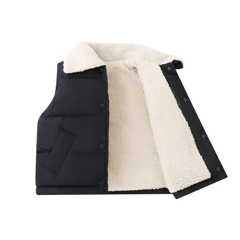 Unisex Kinder-Weste – Warme, ärmellose Jacke mit Umlegekragen