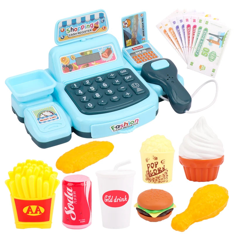 Elektronisches Supermarkt-Kassierer-Set – Simulationsspielzeug mit Beleuchtung und Soundeffekten, Spielzeug für Einkaufsladen, Verkaufsstand, Spielzeug für Kinder zum Rollenspiel