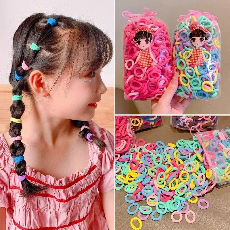200er Set Bunte Haargummis – Elastische Haarbänder für Kinder