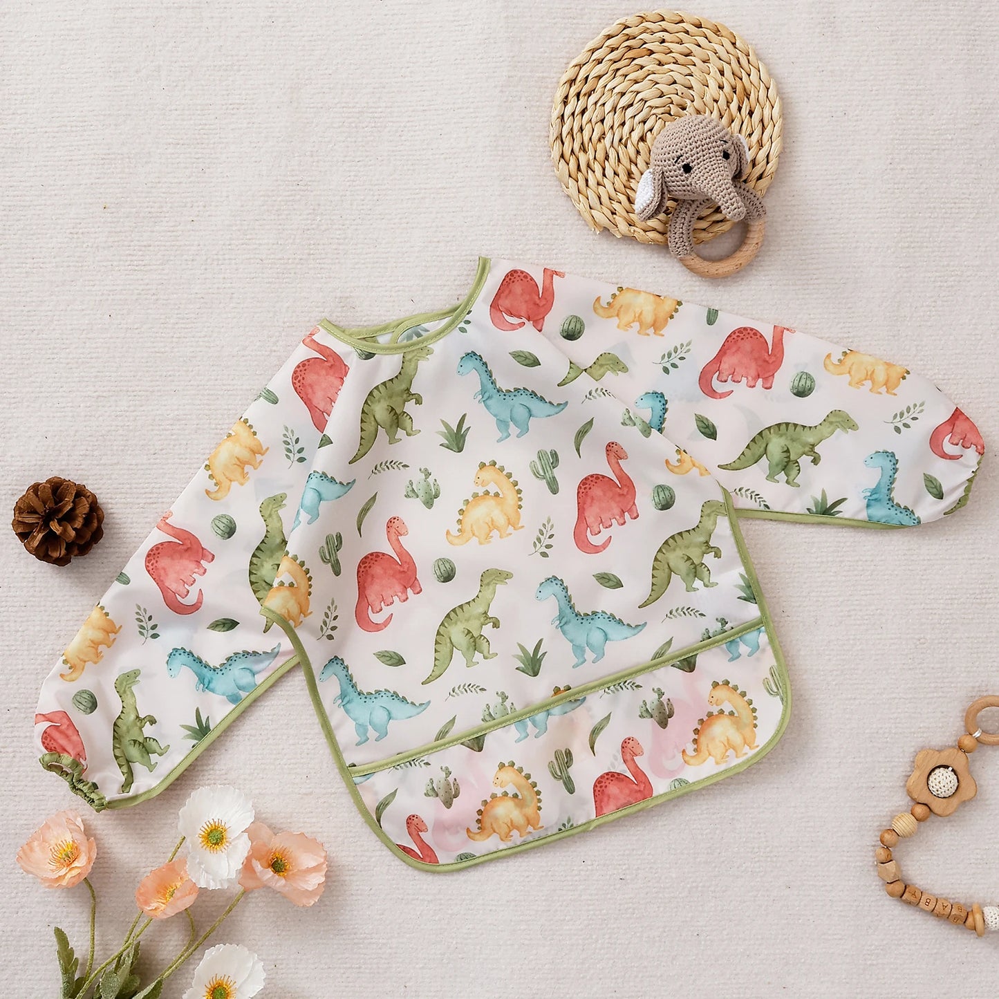 Elinfant Baby / Kleinkind Langarm-Lätzchen – Das praktische All-in-One Wasserdichte Lätzchen für Babys!