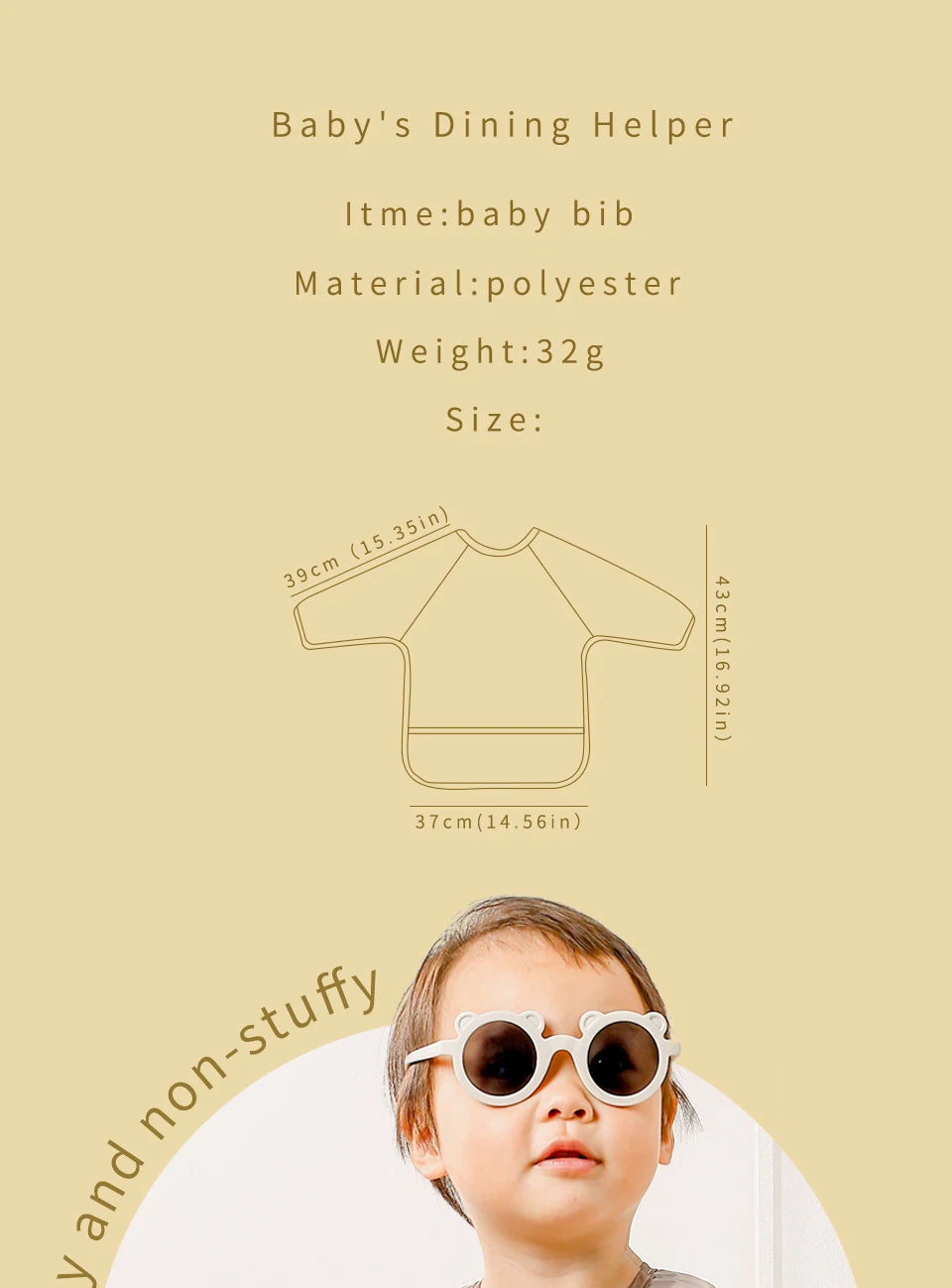 Elinfant Baby / Kleinkind Langarm-Lätzchen – Das praktische All-in-One Wasserdichte Lätzchen für Babys!