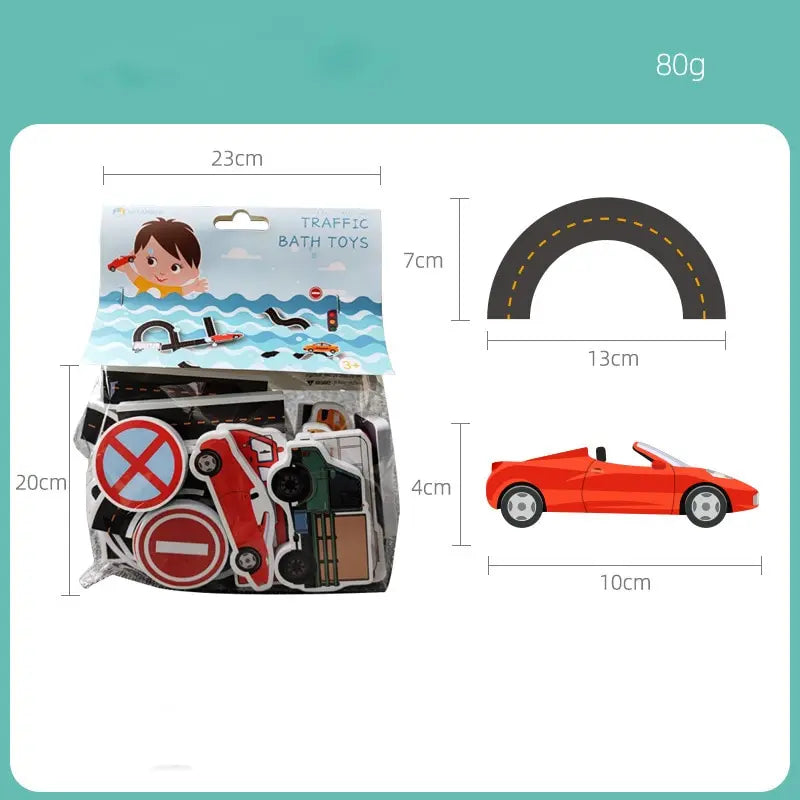 23 Teile Bad Wasserspielzeug Klebrige Wand Stadtverkehr Auto Straßenschiene Puzzle Vinyl 0-3Y 3-6Y 6-12Y 12+y 14+Y Badfunktionen