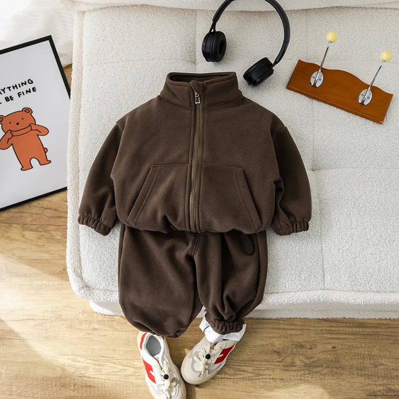 Warmer Fleece-Anzugset für Babys – Jacke und Hose für Winter & Herbst