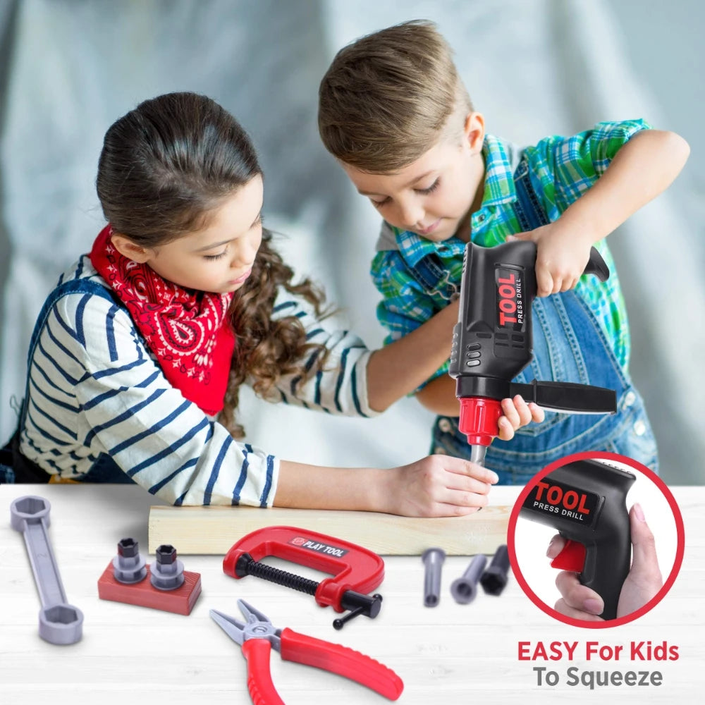 Elektrisches Kinder-Werkzeugset – Rollenspiel-Konstruktionsspielzeug mit Bohrer, Kinder-Power-Werkzeugset für Jungen und Mädchen, ideal für kreative Bau- und Spielstunden