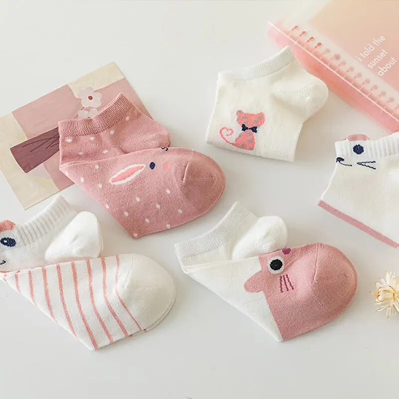 5/10/20 Kinder kurze Röhrensocken mit verschiedenen Motiven – Trendige, dünne Socken für alle Jahreszeiten, niedrig geschnitten, modisches Style-Accessoire