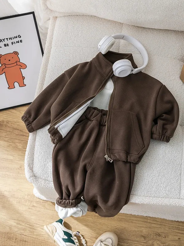 Warmer Fleece-Anzugset für Babys – Jacke und Hose für Winter & Herbst