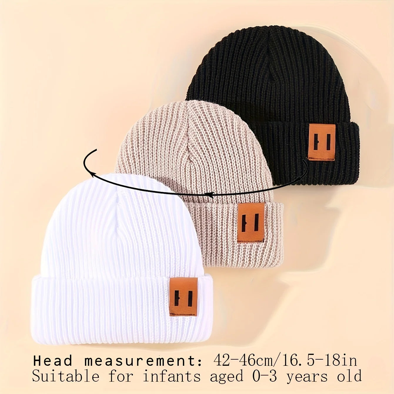 3er Set Gestrickte Wintermützen – Kuschelige Accessoires für Neugeborene & Kleinkinder im praktischen Sets von 1, 2 oder 3 Stück