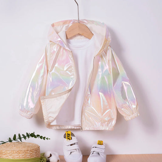Perlglanz-Jacke für Mädchen – Trendige Kapuzenjacke für Frühling & Herbst