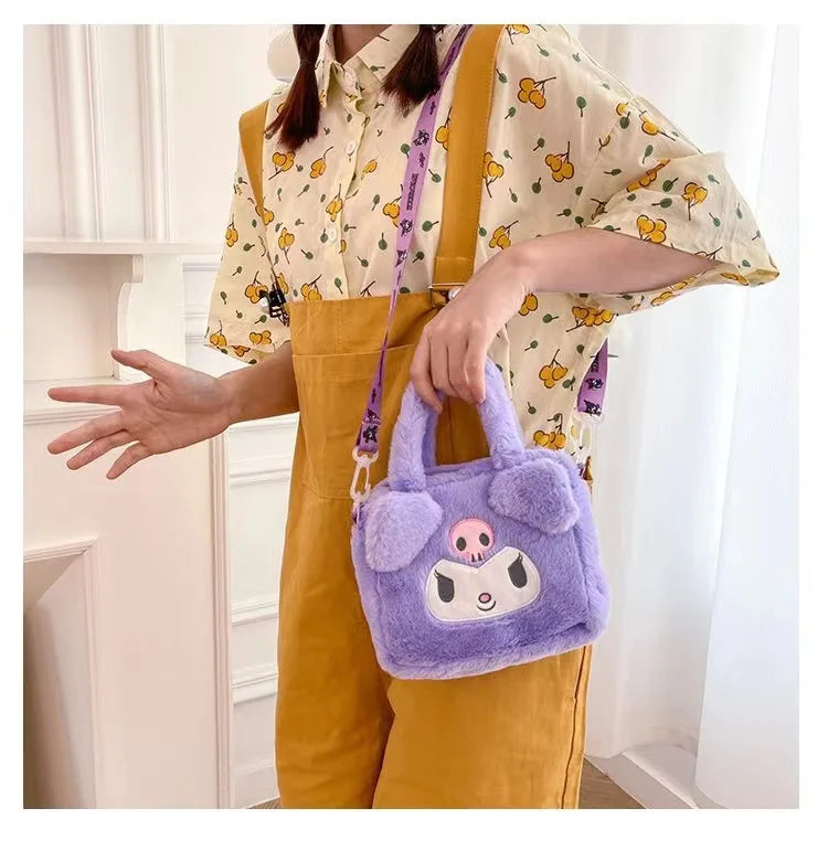 Hello Kitty Sanrio Kawaii Plüsch-Tasche – Tragbare Umhängetasche, Kosmetiktasche & Geschenk für Mädchen & Damen
