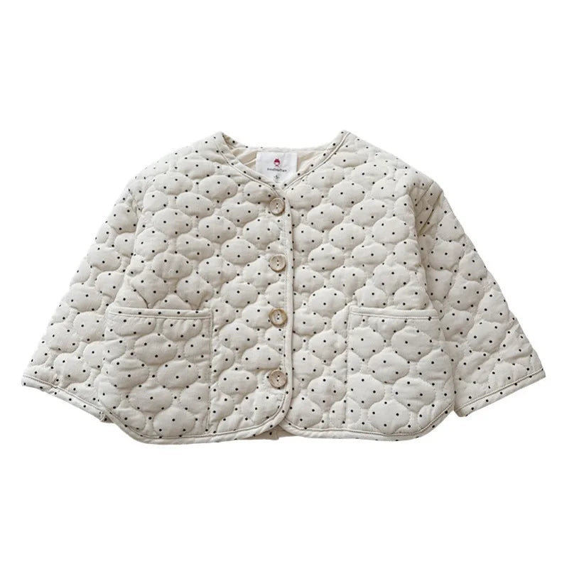 Mädchen-Mantel – Warme Winterjacke mit Polka-Dots im koreanischen Stil