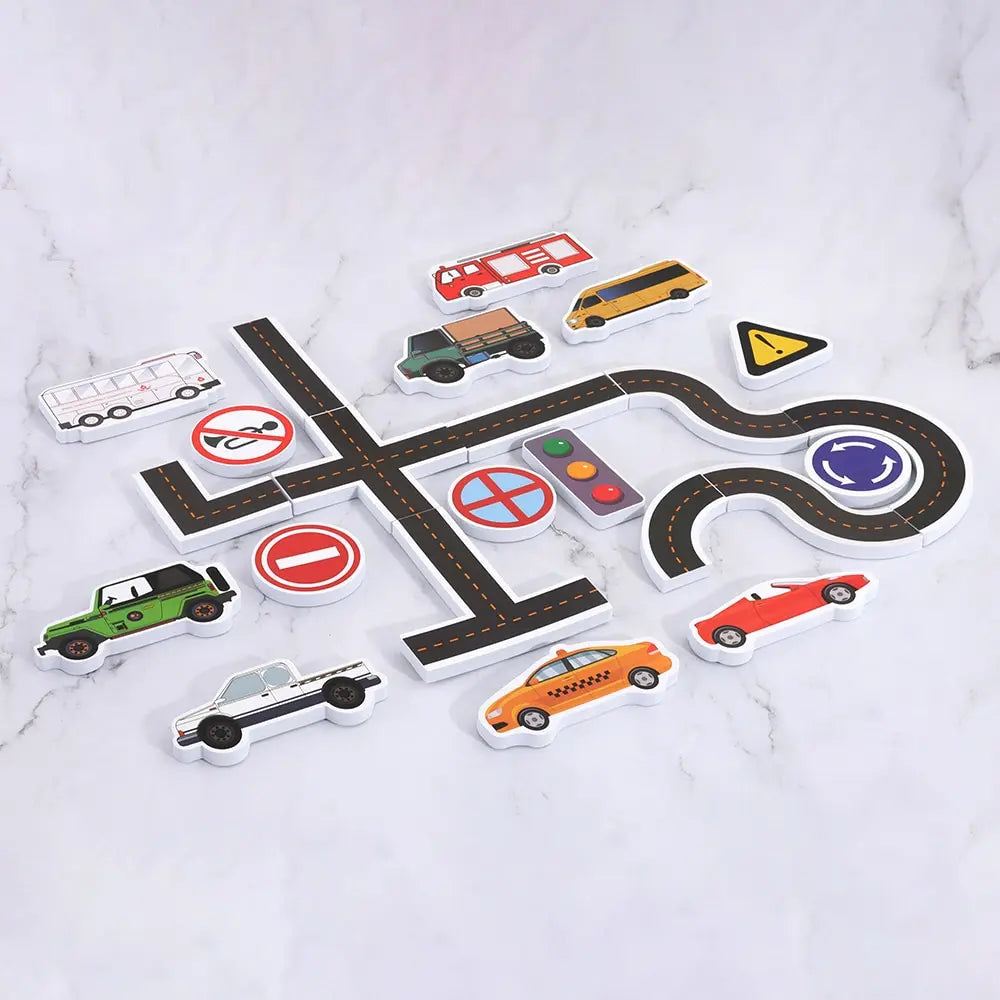23 Teile Bad Wasserspielzeug Klebrige Wand Stadtverkehr Auto Straßenschiene Puzzle Vinyl 0-3Y 3-6Y 6-12Y 12+y 14+Y Badfunktionen
