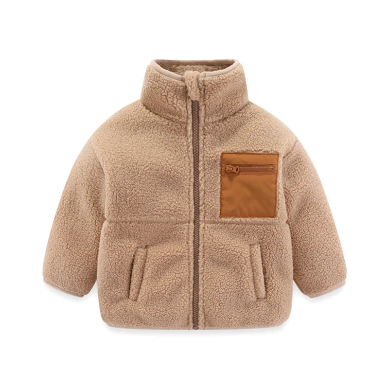 Stylishe & Warme Fleece-Jacke für Kinder  – Plüsch-Mantel mit Reißverschluss für Herbst & Winter