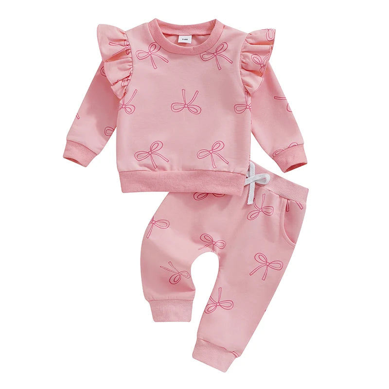 Kleinkind-Set für Mädchen – 2-teiliges Herbst-Outfit mit Schleifen-Print