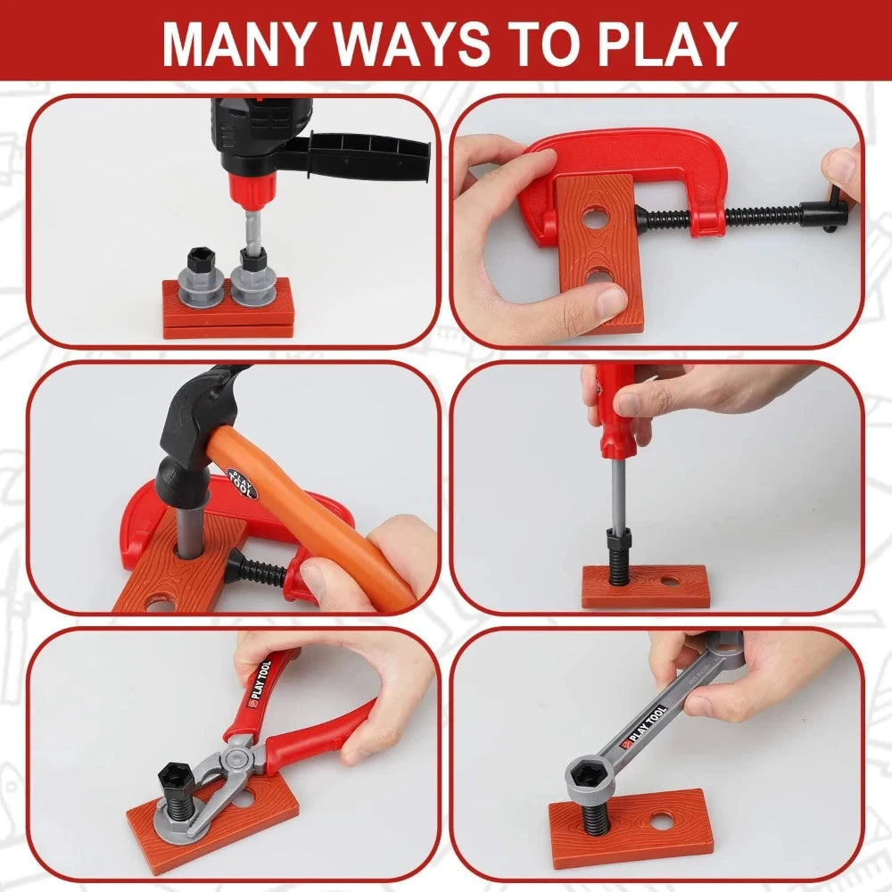 Elektrisches Kinder-Werkzeugset – Rollenspiel-Konstruktionsspielzeug mit Bohrer, Kinder-Power-Werkzeugset für Jungen und Mädchen, ideal für kreative Bau- und Spielstunden