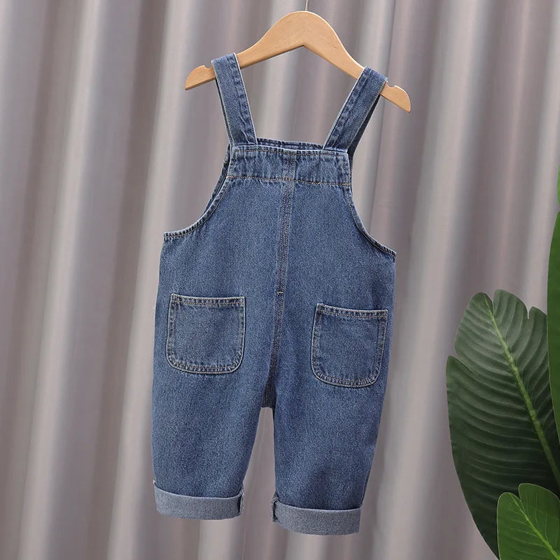 Lässiger Baumwoll-Overall für Babys – Unisex-Hosen mit Trägern für Frühling & Herbst