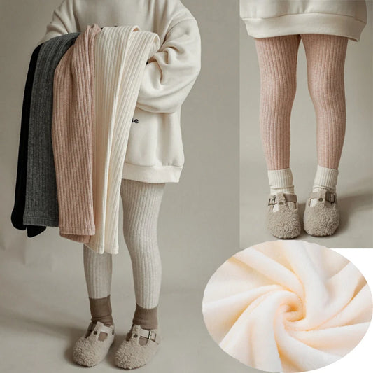 Herbst Winter Mädchen Hosen Verdickung Warme Fleece Hosen Für Mädchen Leggings Kinder Baby Elastizität Schlank Streifen Hosen