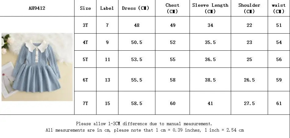 Strick-Prinzessinnen-Kleid für Mädchen – Langarm-Pulloverkleid mit Rüschen und Blumen