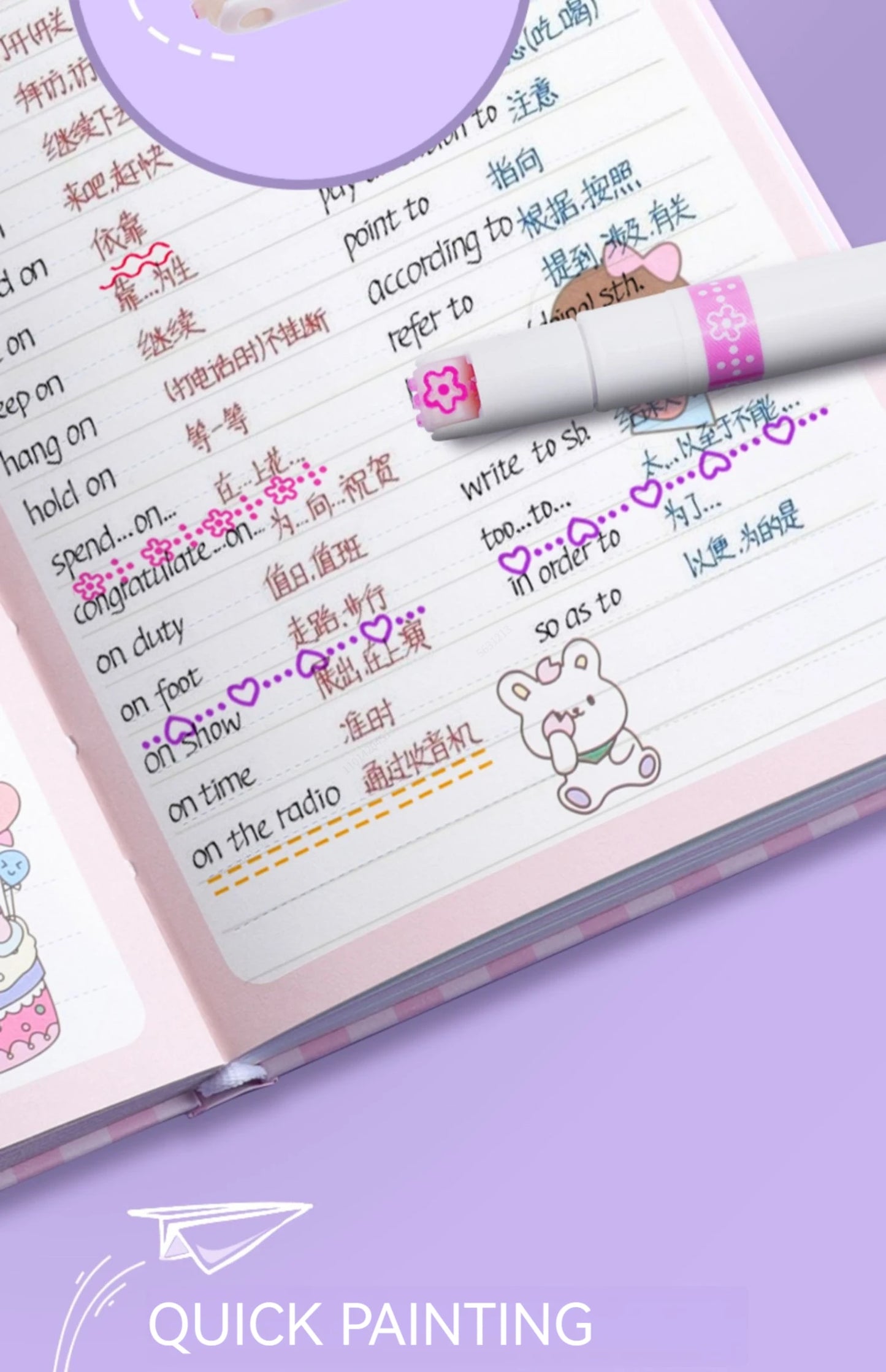 6-teiliges Textmarker- und Marker-Set – Kawaii, Kurven & Linien für Schule, Büro & Geschenk!