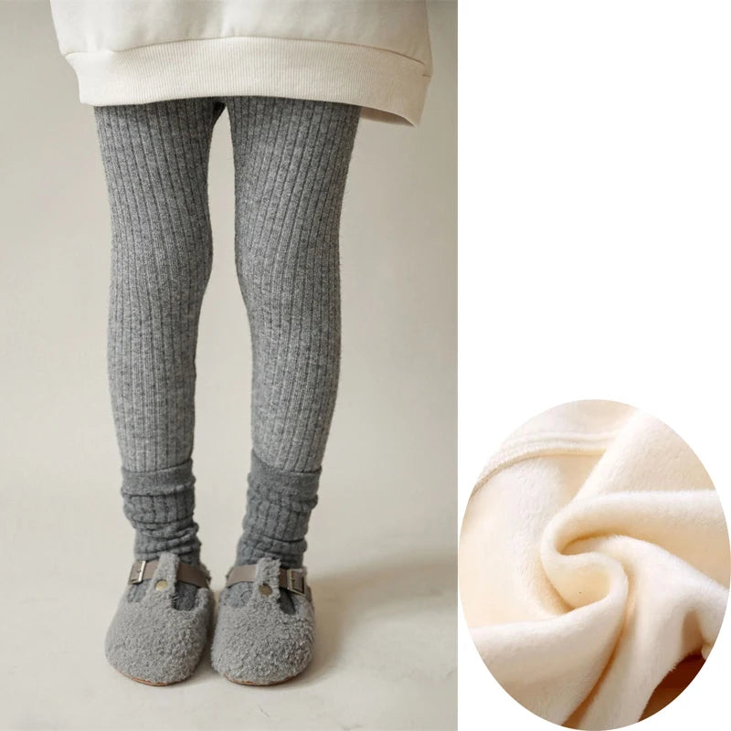 Herbst Winter Mädchen Hosen Verdickung Warme Fleece Hosen Für Mädchen Leggings Kinder Baby Elastizität Schlank Streifen Hosen