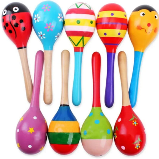 GroĂe Montessori Baby Holzspielzeugrassel â Bunte Musikinstrumente fĂŒr kleine Entdecker