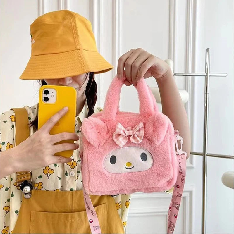 Hello Kitty Sanrio Kawaii Plüsch-Tasche – Tragbare Umhängetasche, Kosmetiktasche & Geschenk für Mädchen & Damen