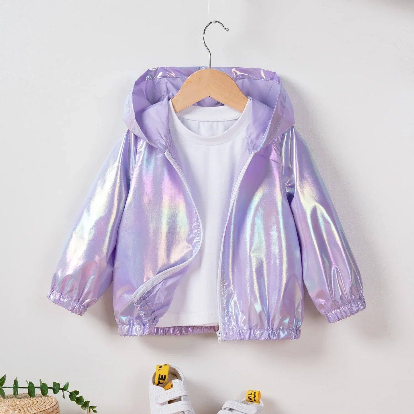 Perlglanz-Jacke für Mädchen – Trendige Kapuzenjacke für Frühling & Herbst