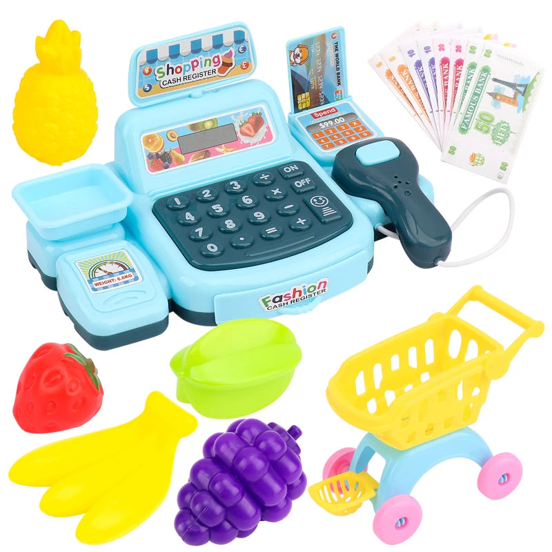 Elektronisches Supermarkt-Kassierer-Set – Simulationsspielzeug mit Beleuchtung und Soundeffekten, Spielzeug für Einkaufsladen, Verkaufsstand, Spielzeug für Kinder zum Rollenspiel