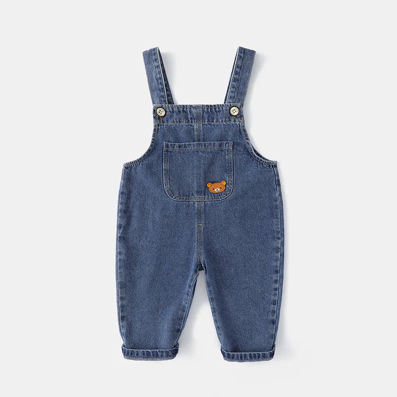Lässiger Baumwoll-Overall für Babys – Unisex-Hosen mit Trägern für Frühling & Herbst
