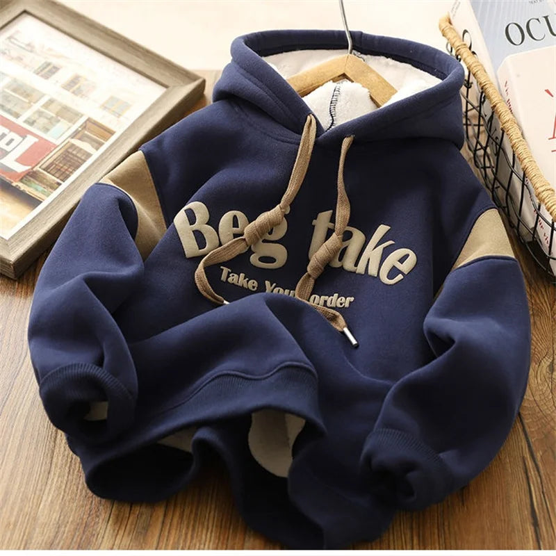 Fleece-Hoodie für Jungen – Warmer Pullover mit Buchstabendruck