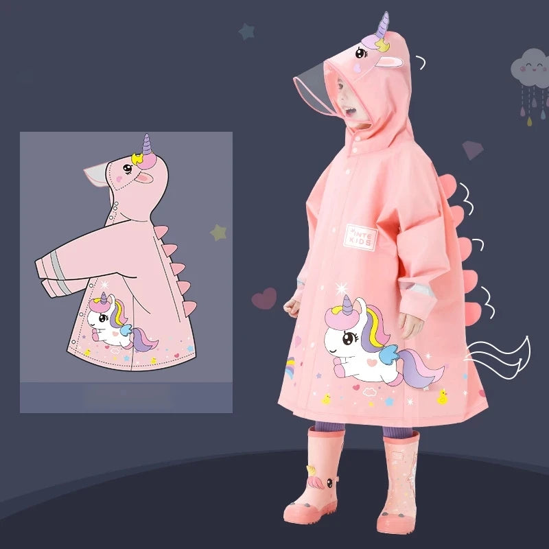 Niedlicher Polyester-Kinder-Regenmantel, wasserdichter Regenmantel für den Außenbereich, für Kinder, undurchlässiger Poncho, Regenjacke für Jungen und Mädchen