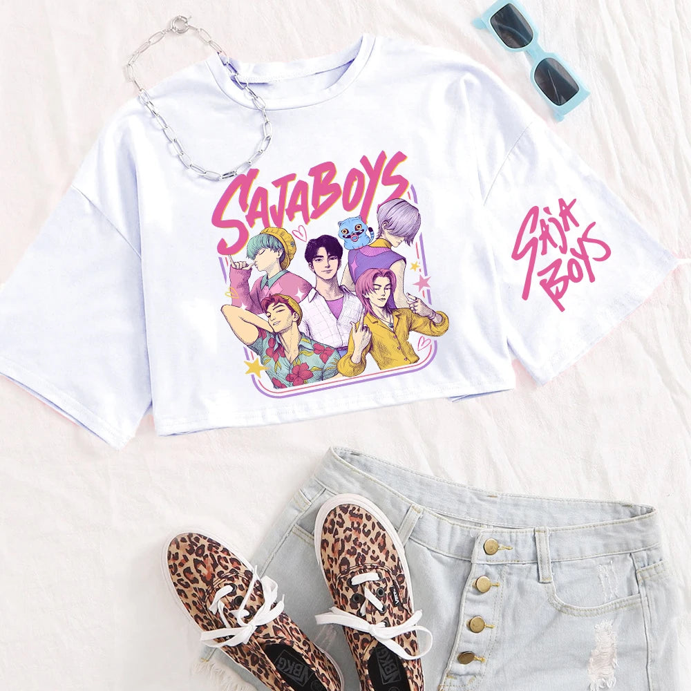 "Kpop Demon Hunters" Saja Crop Top – Stylishes Kurzarm-Shirt für Fans