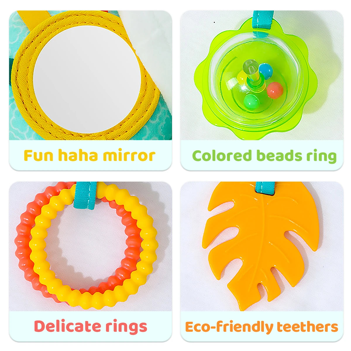 Weiches, hängendes Crinkle–Quietsch- & Beißring-Spielzeug – Der perfekte Begleiter für unterwegs!