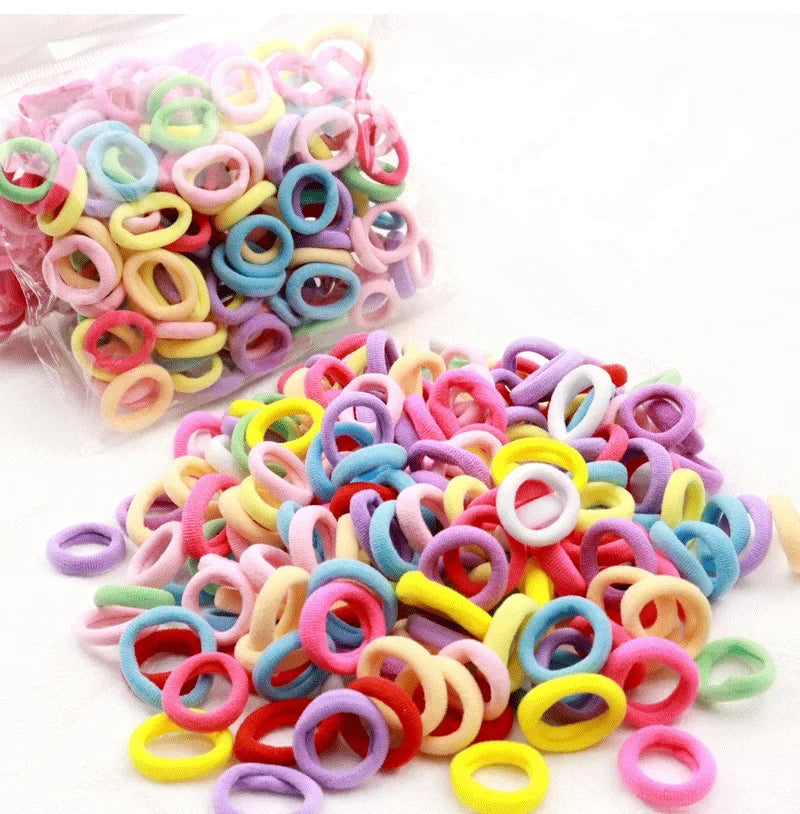 200er Set Bunte Haargummis – Elastische Haarbänder für Kinder