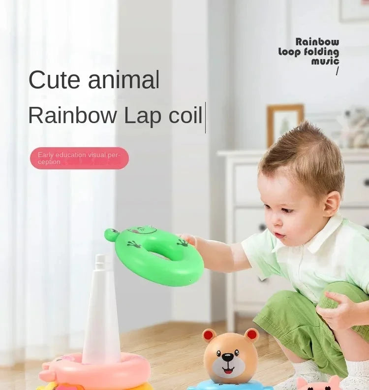 Montessori Regenbogen-Spinturm – Pädagogisches Steck- und Drehspiel für Kinder