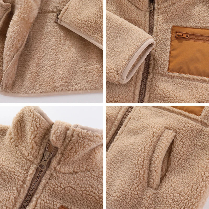 Stylishe & Warme Fleece-Jacke für Kinder  – Plüsch-Mantel mit Reißverschluss für Herbst & Winter