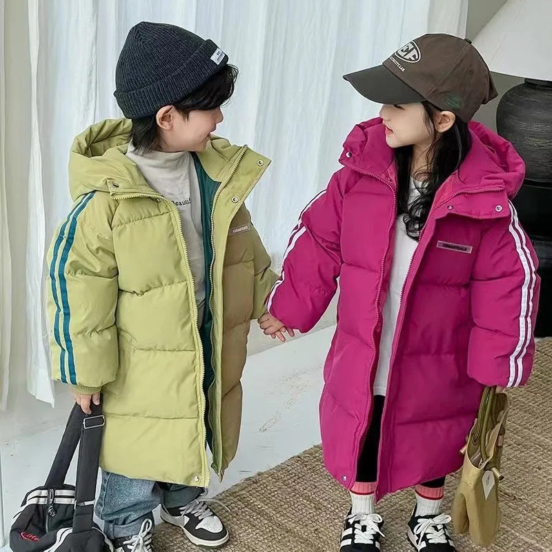 Kate's Dream Warme Baumwolljacke für Kinder – Gefütterter Wintermantel mit Kapuzeaumwolle Gefütterte Mäntel Kinder Lange Unten Herbst Winter Teen Baumwolle Kleidung Oberbekleidung Große Kinder Verdicken warme Jacke
